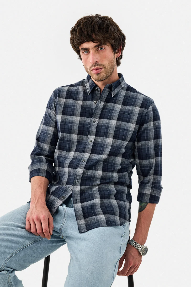 سنيتش 100% Cotton Slim Fit Checks Shirt